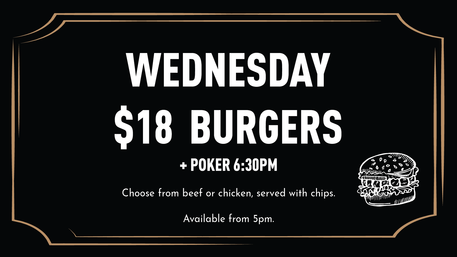 $15 Burger Offer at The Dick Whittington Tavern in St Kilda, plus poker night from 6:30pm