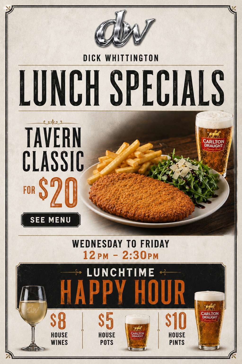 $20 lunch special from monday to friday 12pm to 3pm.
